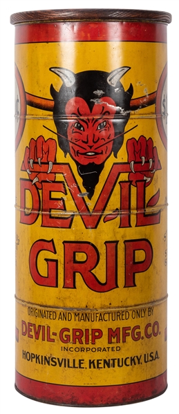 Devil Grip Tire Tube Patches Large Display Advertising Tin Barrel.