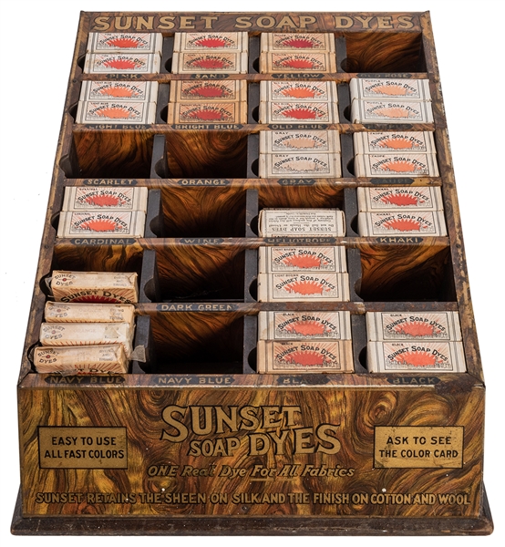 Sunset Soap Dyes Countertop Display Case.