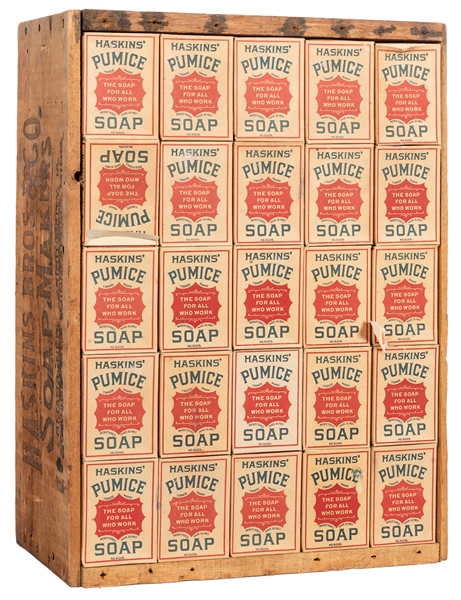 Haskins’ Pumice Soap Crate with 100 Boxed Bars.