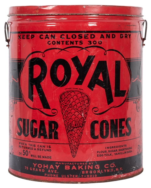 Royal Sugar Cones Large Advertising Tin.