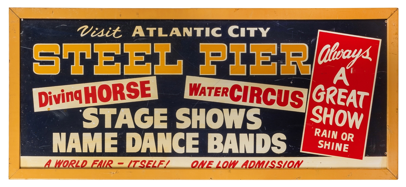 Atlantic City Steel Pier Diving Horse / Water Circus Metal Sign.