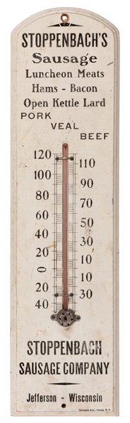 Stoppenbach’s Sausage Wooden Advertising Thermometer.