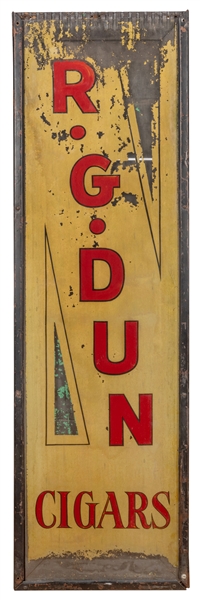 R.G. Dun Reverse Painted Glass Sign.