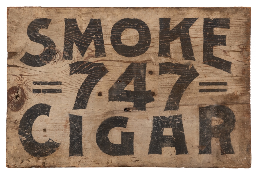 Smoke 747 Cigar Wooden Sign.