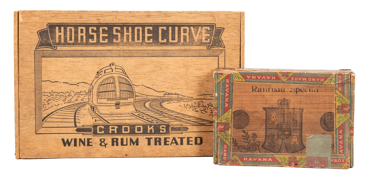 Railroad Themed Cigar Boxes. 2 pcs.
