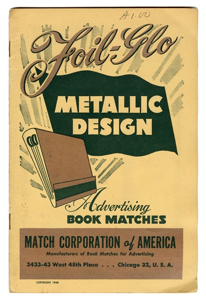 Foil-Glo Metallic Design Advertising Book Matches Booklet.