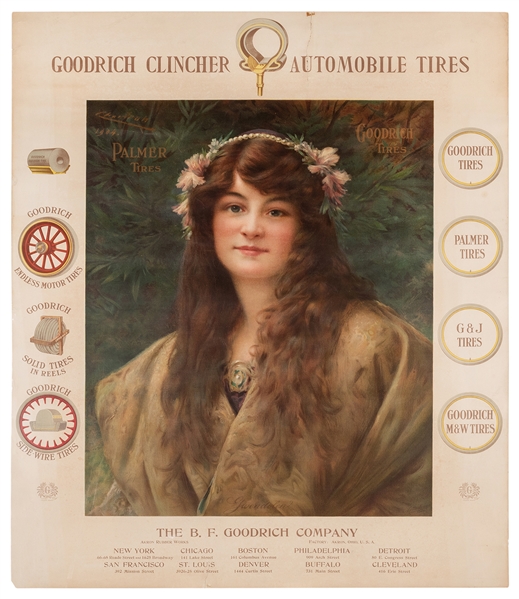 [The Goodrich Girls] Lynch, Albert (Peruvian, 1851–1912). Gwendolen. Goodrich Clincher Automobile Tires.
