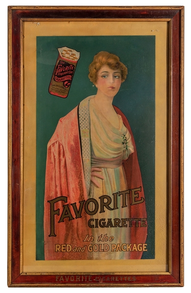 Favorite Cigarettes Advertising Lithograph in Original Frame.