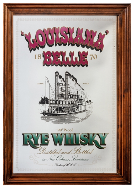 Louisiana Belle Rye Whisky Bar Mirror.