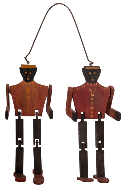 Folk Art Dual Wooden Jiggers.