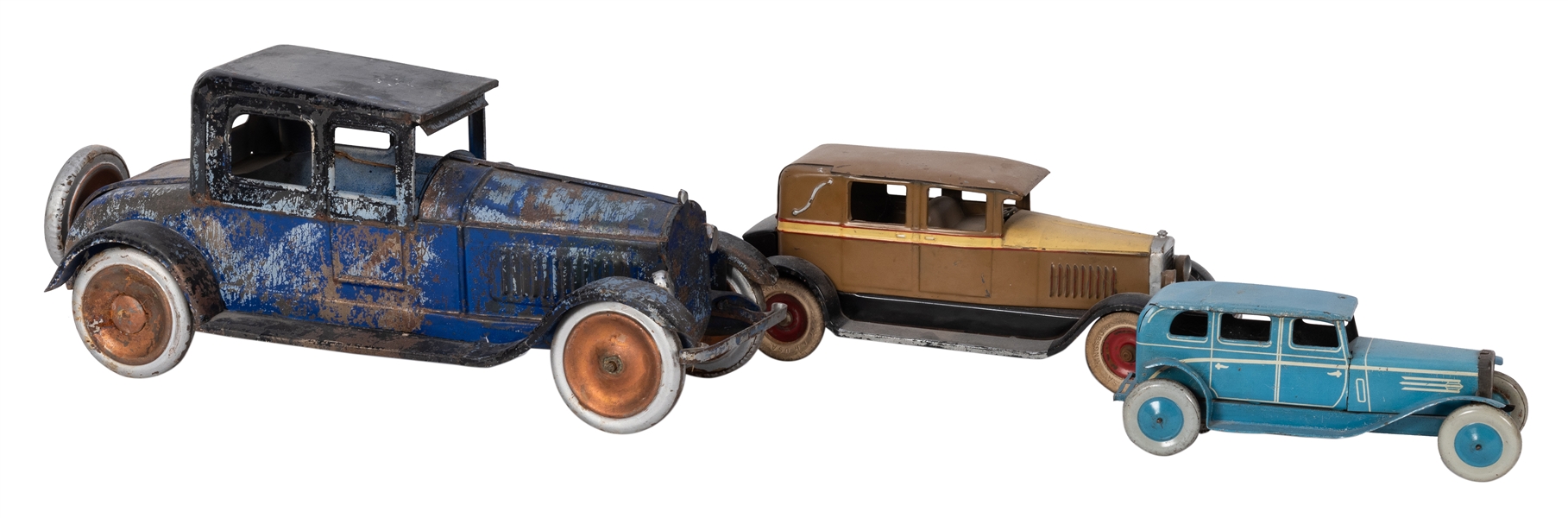 Trio of Tin / Pressed Steel Roadster Toys.