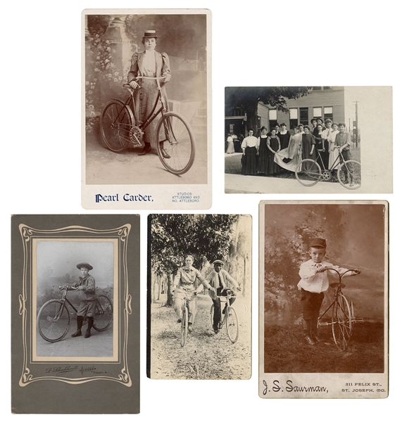 Five Bicycle Cabinet Photos and RPPCs.