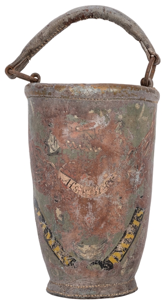 Early 19th Century American Painted Leather Fire Bucket.