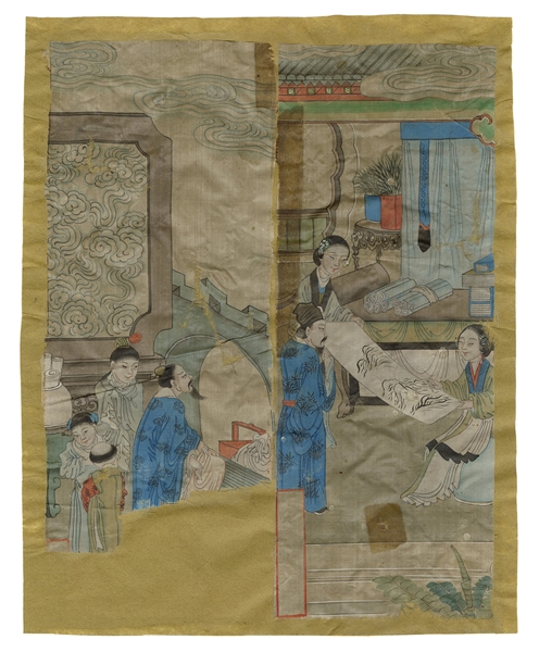 Pair of Chinese Painted Scenes on Silk.