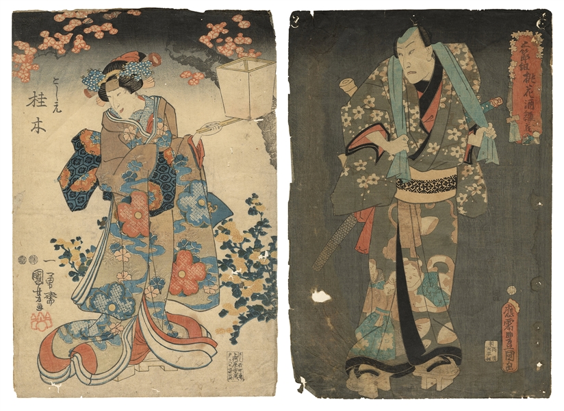 Pair of Japanese Kabuki Actor Woodblock Prints.