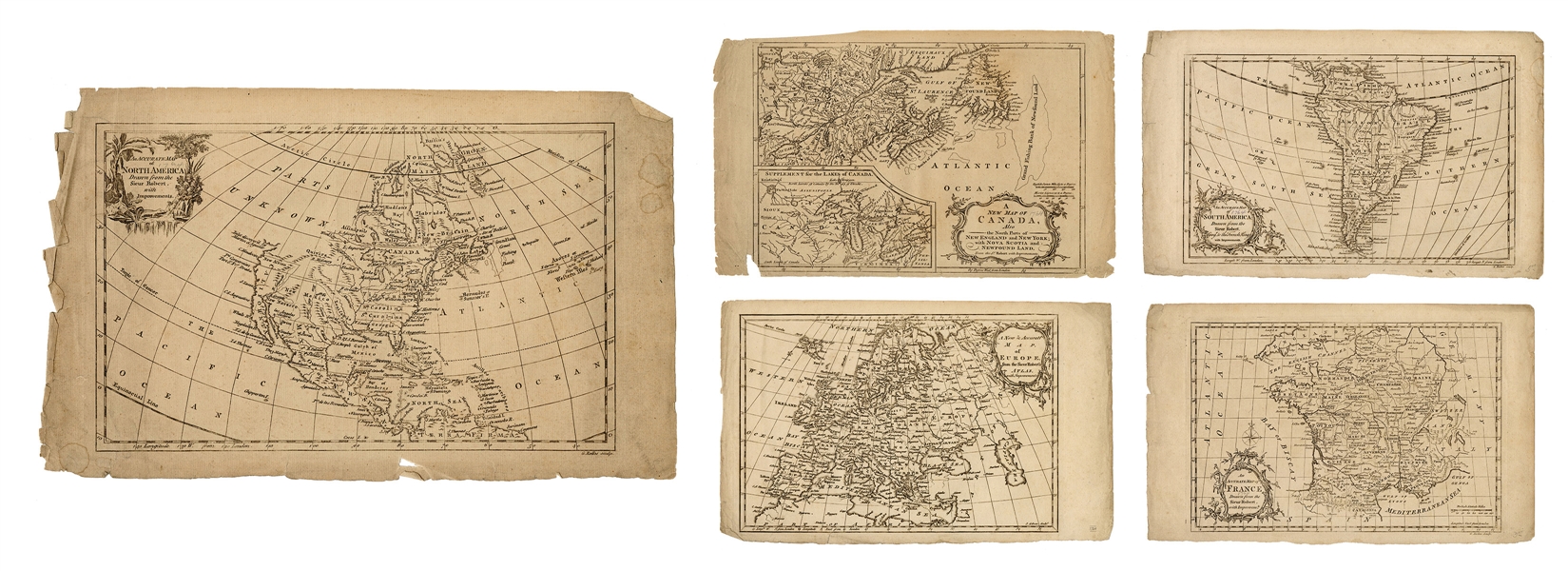 Group of Five Maps Drawn by Vaugondy.
