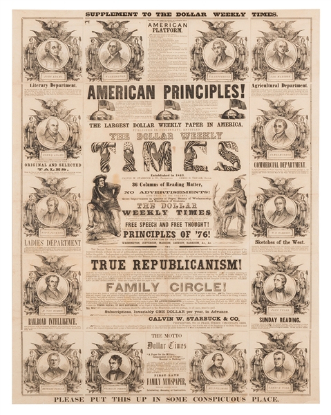 American Principles! Supplement to the Dollar Weekly Times Broadside.