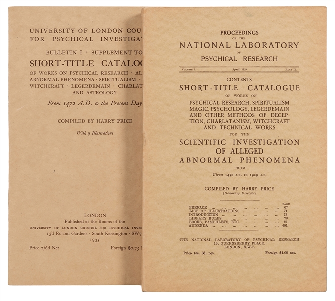 Short-Title Catalogue of Works on Psychical Research, Spiritualism, Magic, Psychology, Legerdemain…