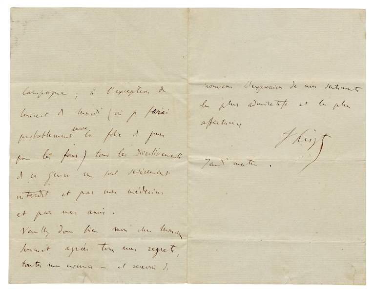 Franz Liszt Autograph Letter, Signed F. Liszt.”