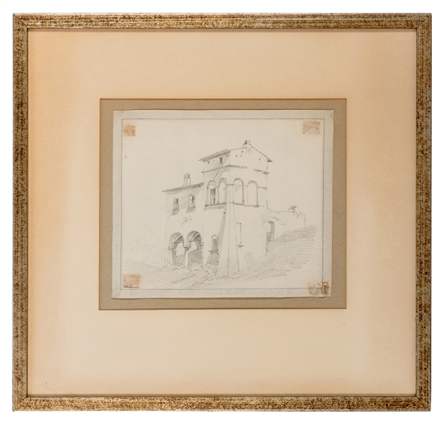 Original Thienon Drawing of a Villa Near Rome.