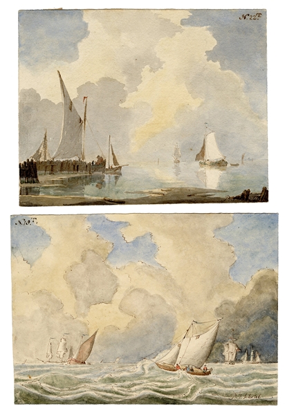 Pair of Petrus Johannes Schotel Watercolors.