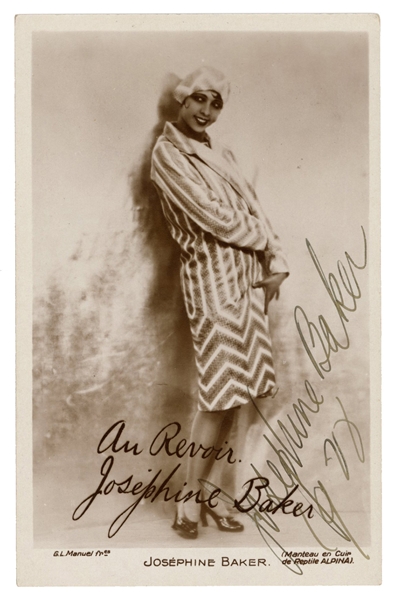 Josephine Baker Signed Postcard.