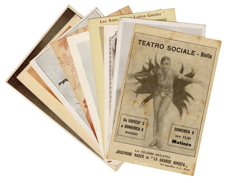 Nine Josephine Baker Postcards / Advertising Cards.