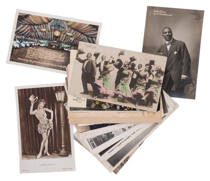 Collection of Postcards of Black “Cake Walkers,” Musicians, and Other Performers.