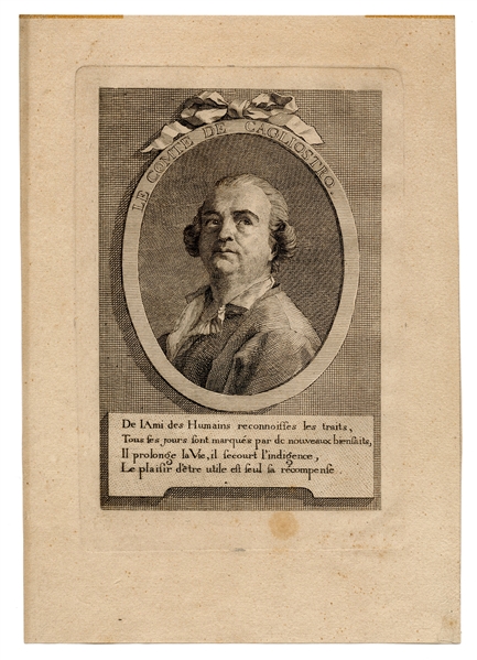 Engraved Portrait of Comte de Cagliostro