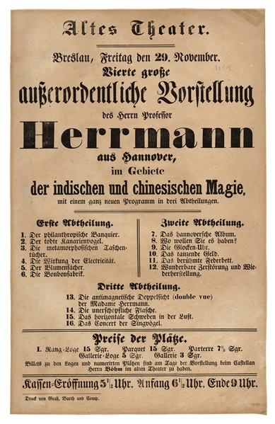 Compars Herrmann Conjuring Broadside