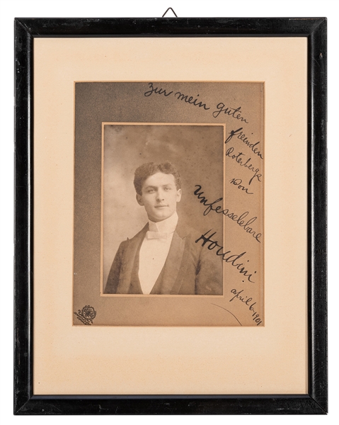 Portrait of a Young Harry Houdini, Inscribed and Signed