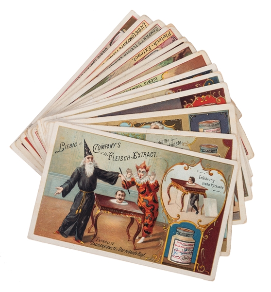 Group of 13 Liebig Magic and Hand Shadow Trade Cards.