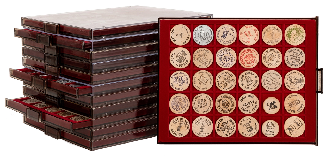 Collection of Magician’s Wooden Nickels.