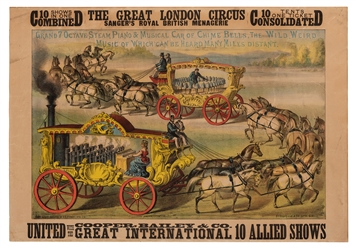 The Great London Circus United with Cooper & Bailey. Steam Organ and Bell Wagon.