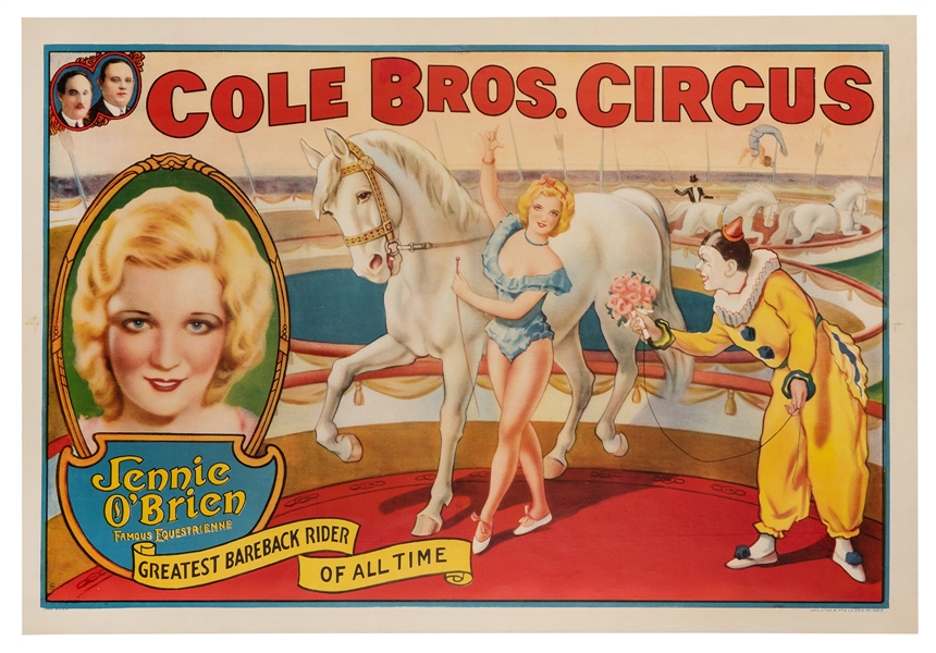 Cole Bros. Circus. Jennie O’Brien Famous Equestrienne.