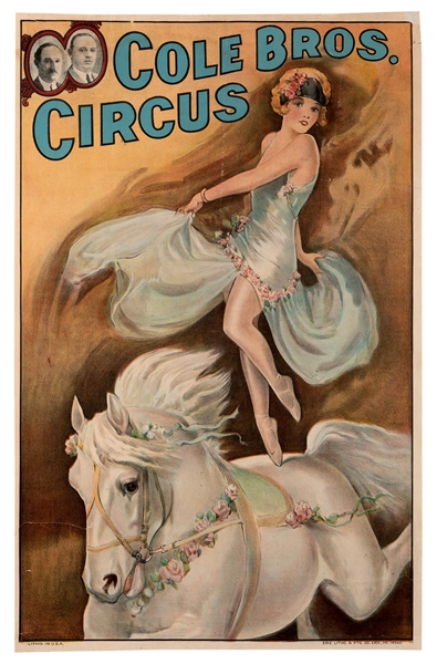 Cole Bros. Circus. Equestrienne / White Horse.
