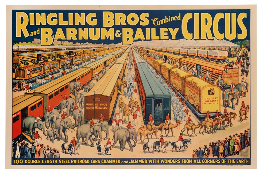 Ringling Bros. and Barnum & Bailey Circus. 100 Double-Length Steel Railroad Cars.