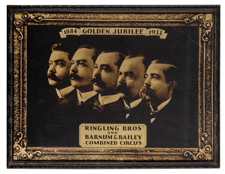 Ringling Brothers and Barnum & Bailey Circus. Golden Jubilee Window Card Standee. 1933.