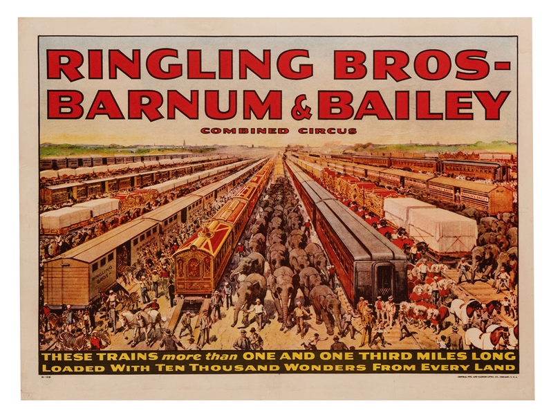 Ringling Bros. and Barnum & Bailey Circus. Trains more than One and One Third Miles Long.