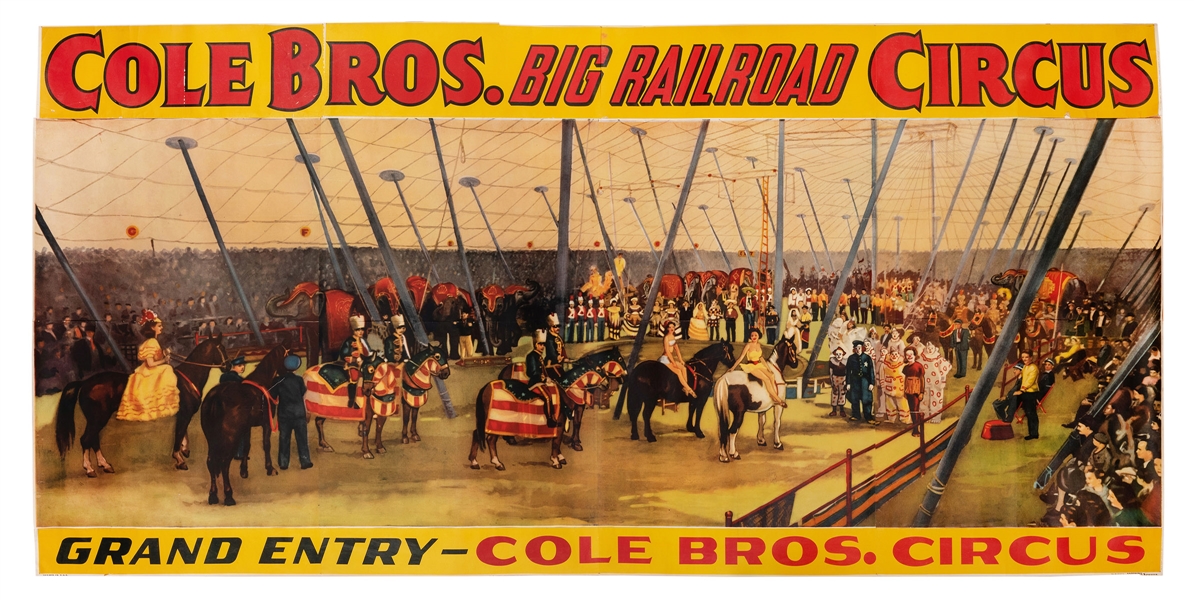 Cole Bros. Big Railroad Circus—Gigantic Billboard Poster.