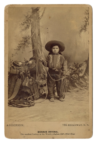 Bennie Irving “The Smallest Cowboy in the World” Cabinet Card Photograph.
