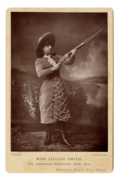 Miss Lillian Smith “The Celebrated Californian Rifle Shot” Cabinet Card Photograph.