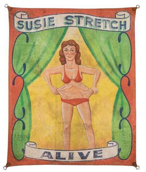 Susie Stretch. Alive. Sideshow Banner.