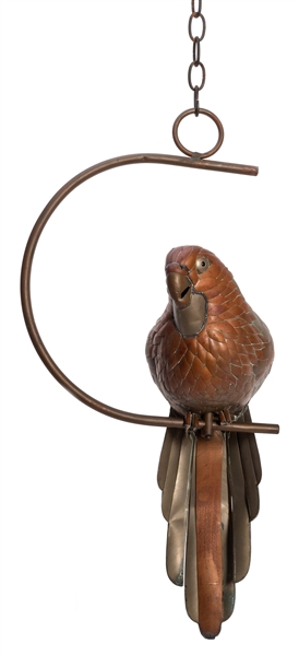 Large Hanging Metal Bird Sculpture.