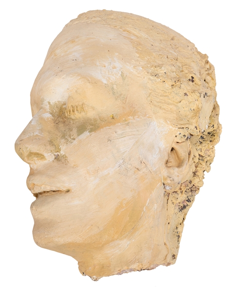 Plaster Head Mold of a Man with Eyes Stitched Shut.