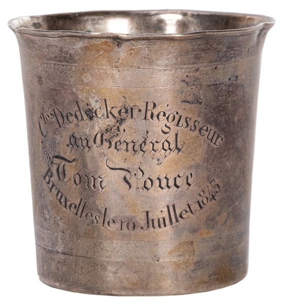 Silver Cup Presented to Tom Thumb by the Director of the Park Theatre, Brussels, 1845.