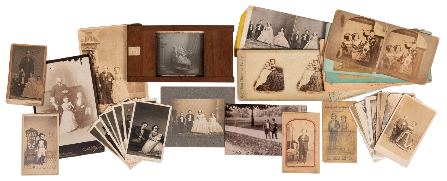 Cabinet Cards, Stereoviews, and CDVs of Mr. and Mrs. Tom Thumb, Count Magri, and Others.