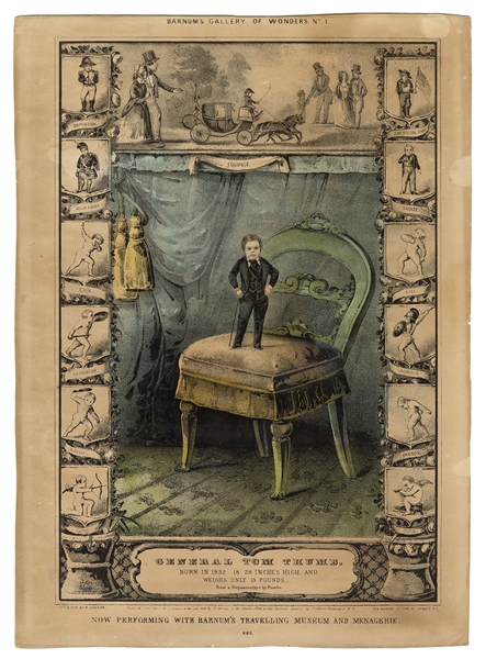 Currier Lithograph of General Tom Thumb. Barnum’s Gallery of Wonders.