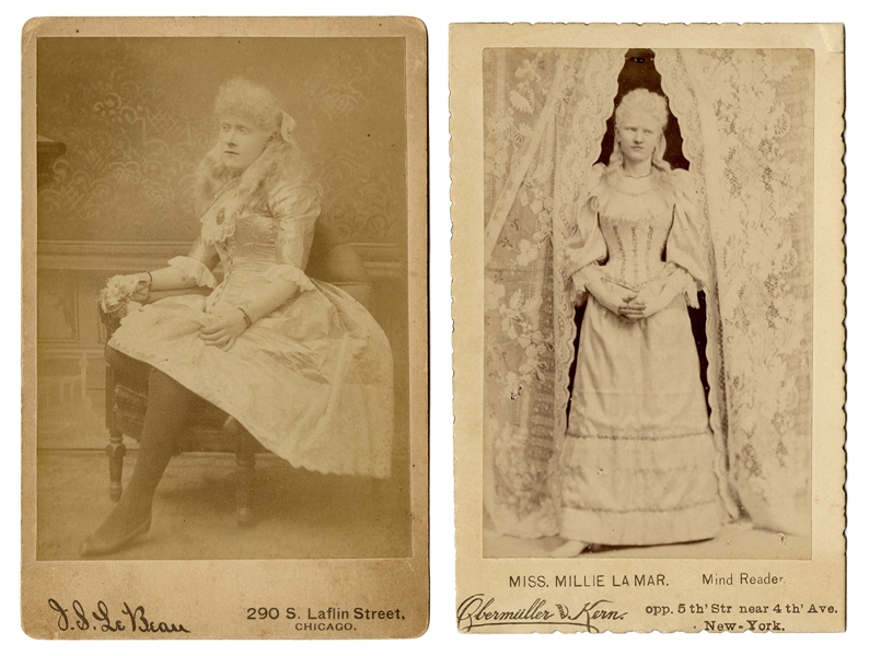 Pair of Sideshow Albino Cabinet Card Photographs.