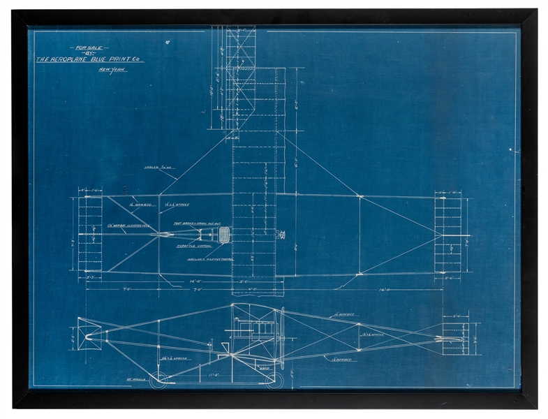 Airplane Prototype Blueprint. New York: The Aeroplane Blueprint Co., ca. 1910s.